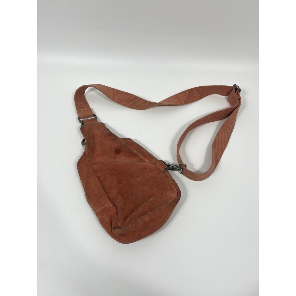 Free People Hudson Suede Leather Sling Crossbody Bag Adjustable Winter Coral - Picture 2 of 8